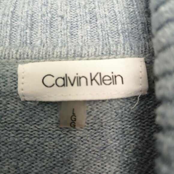 Women Blue Calvin Klein Cotton Turtleneck Knit Sweater L - Picture 7 of 10